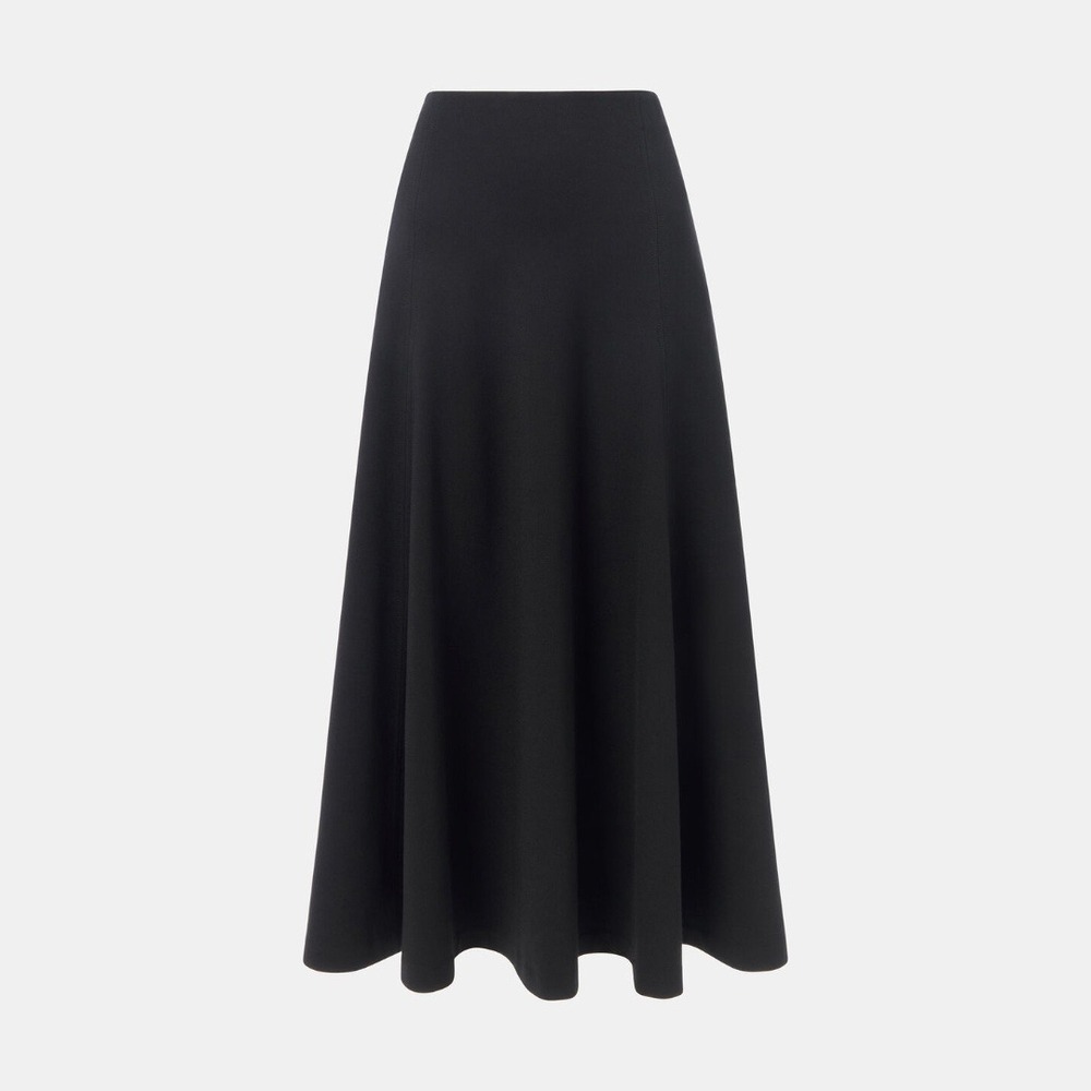 Whistles Black Full Midi Skirt Minimalist Quiet Luxury Old Money Sustainable